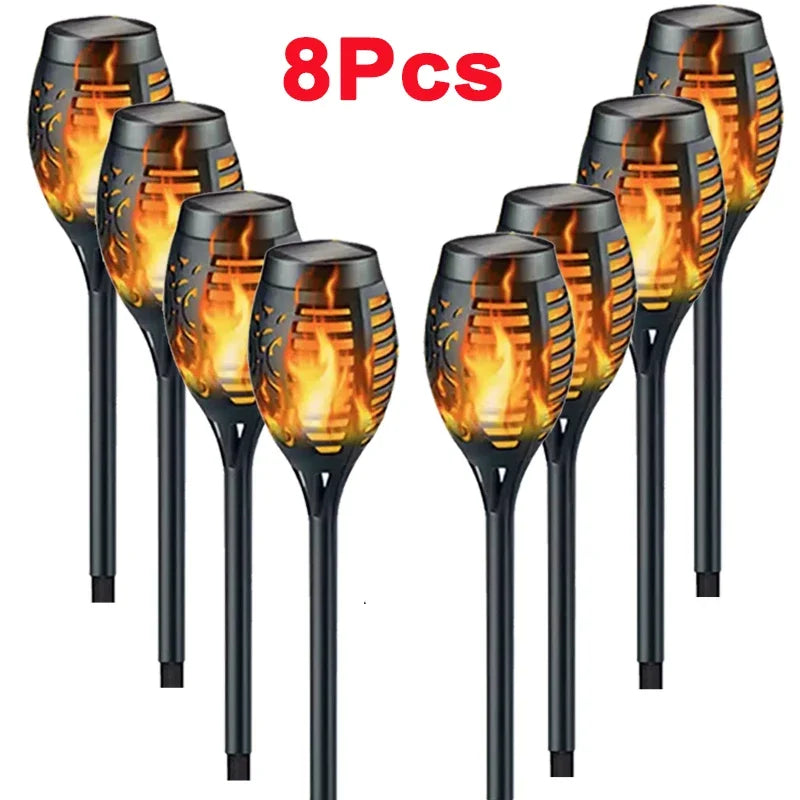 12LED Solar Flame Torch Light – Waterproof Flickering Outdoor Garden Lamp (1-12PCS)